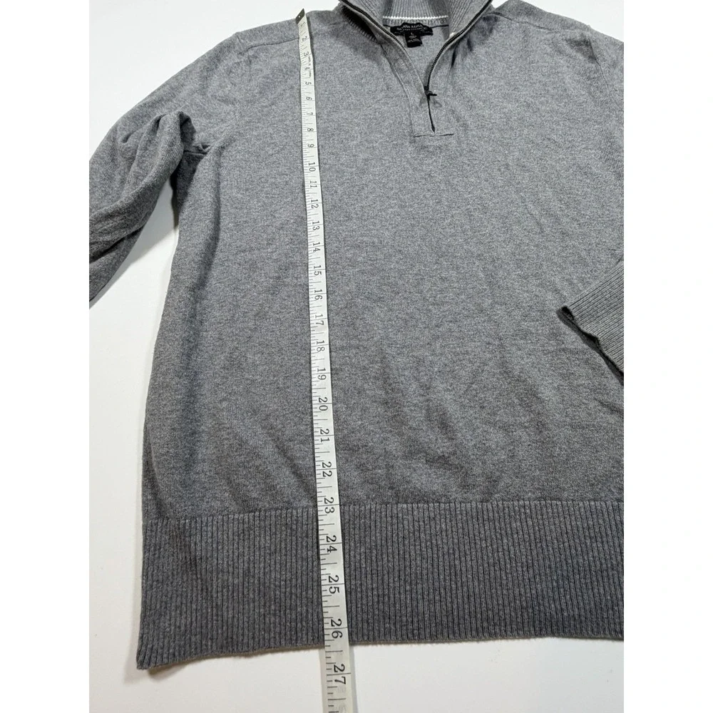 Banana Republic Cotton Cashmere 1/4 Zip Sweater Gray Mens Large Pullover